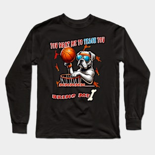 funny dog basketball player wearing glasses teach boys men Long Sleeve T-Shirt